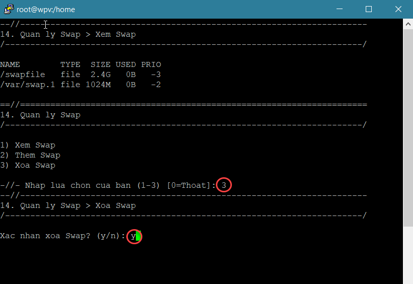 Xoá swap file